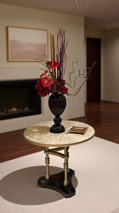 "Anthurium - Natural Wood - Rose" with Japanese Design Vase - GLAM MODA